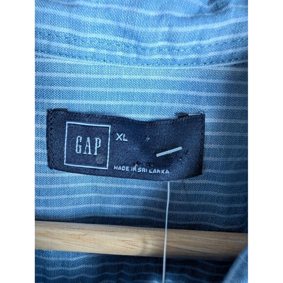 GAP Mens XL Blue Pinstripe Long Sleeve Button Down Shirt - Picture 3 of 9